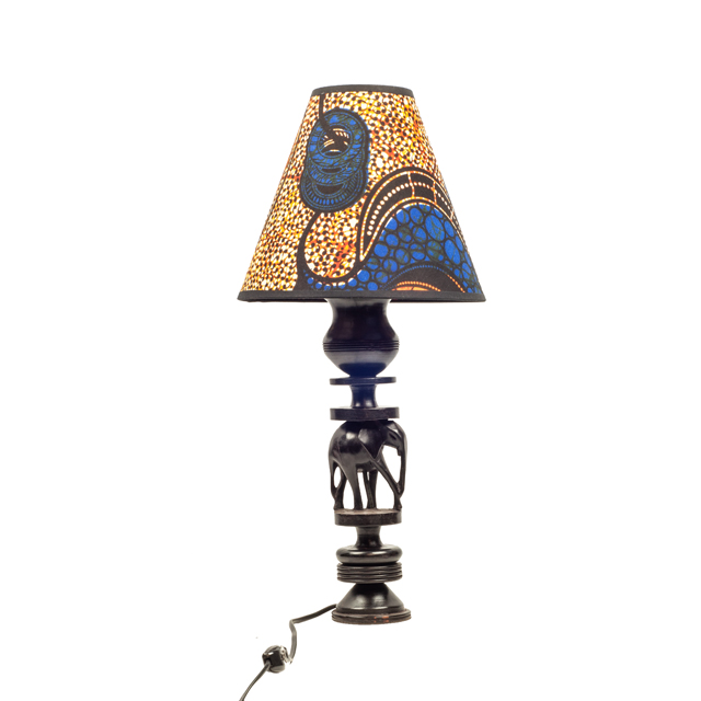 Lampa słoń z drewna hebanowego