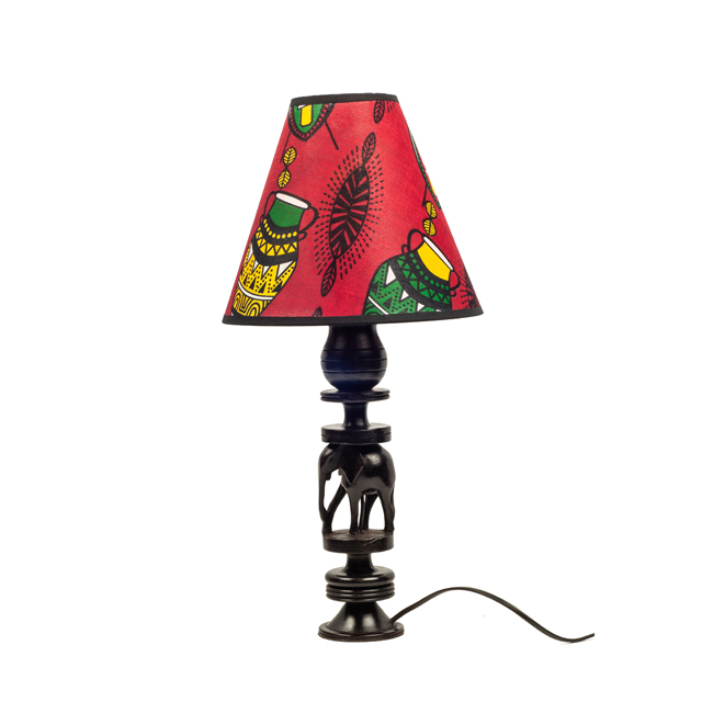 Lampa stołowa z drewna hebanowego