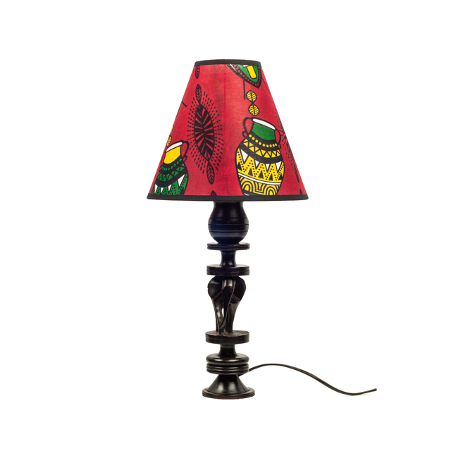 Lampa stołowa z drewna hebanowego