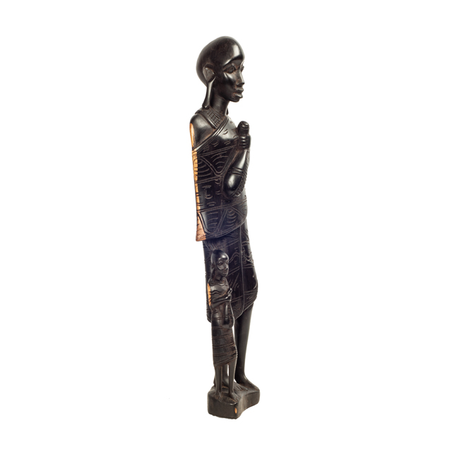 Masajka z dzieckiem figurka z drewna hebanowego 38 Masajka z dzieckiem figurka z drewna hebanowego 38