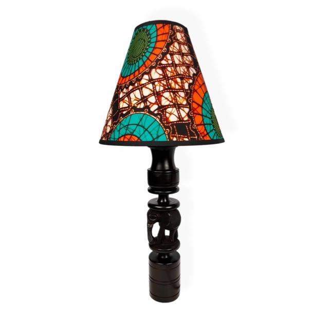 Lampa z hebanu Słoń Makonde Tanzania
