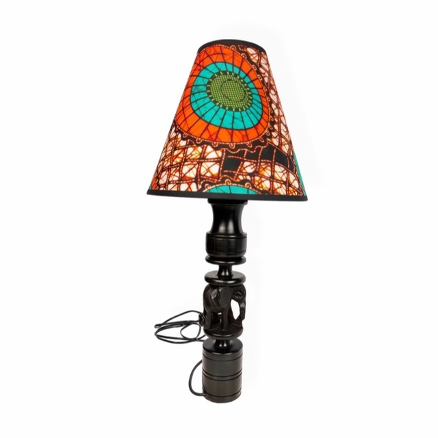 Lampa z hebanu Słoń Makonde Tanzania