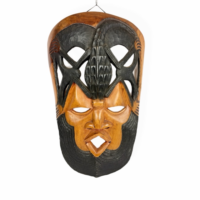 Maska Yao z drewna mahoniowego z Malawi