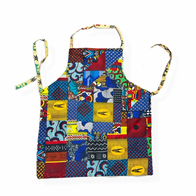 Dwustronny fartuch kuchenny Chitenge patchwork Zambia