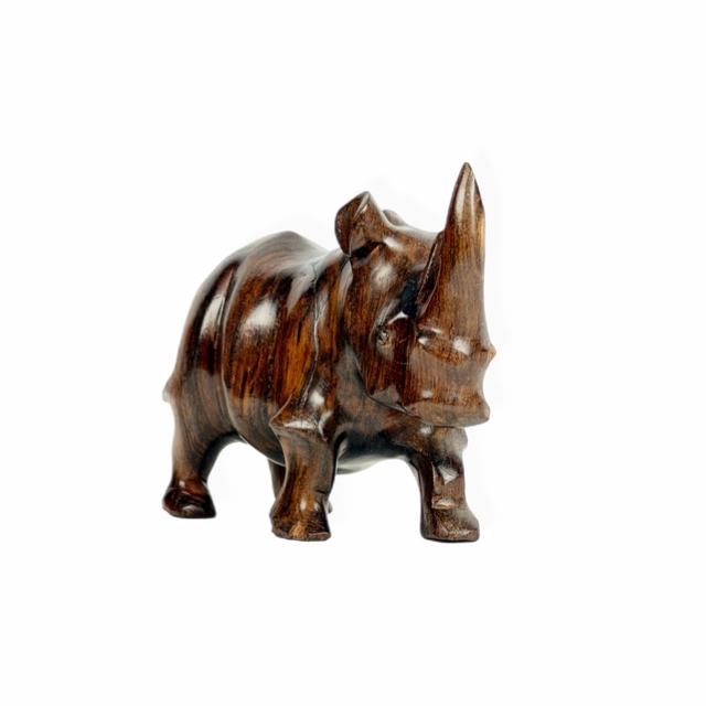 Nosorożec z drewna hebanowego ręcznie wykonany w Zambii