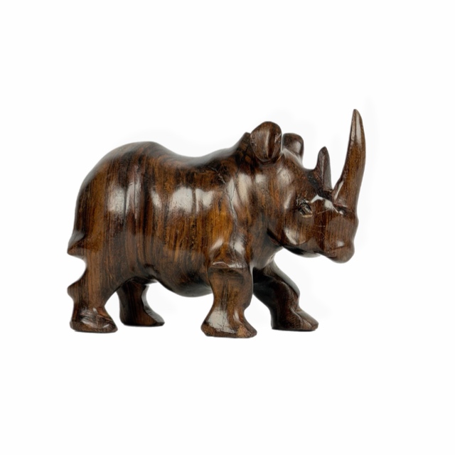 Nosorożec z drewna hebanowego ręcznie wykonany w Zambii